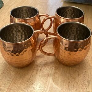 Pottery Barn Hammered Copper Moscow Mule Mugs Set